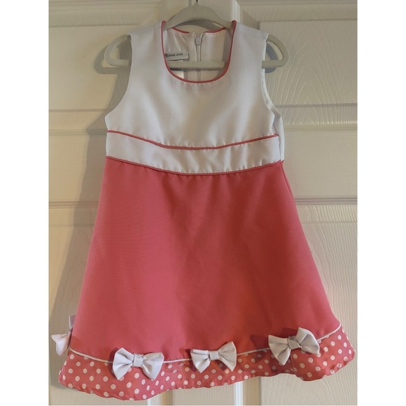 Bonnie Jean Pink Polka Dot Coat with matching dress - Picture 2 of 5